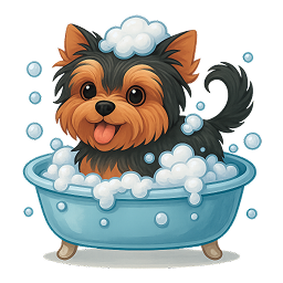 Imagen de un yorkshire en una bañera